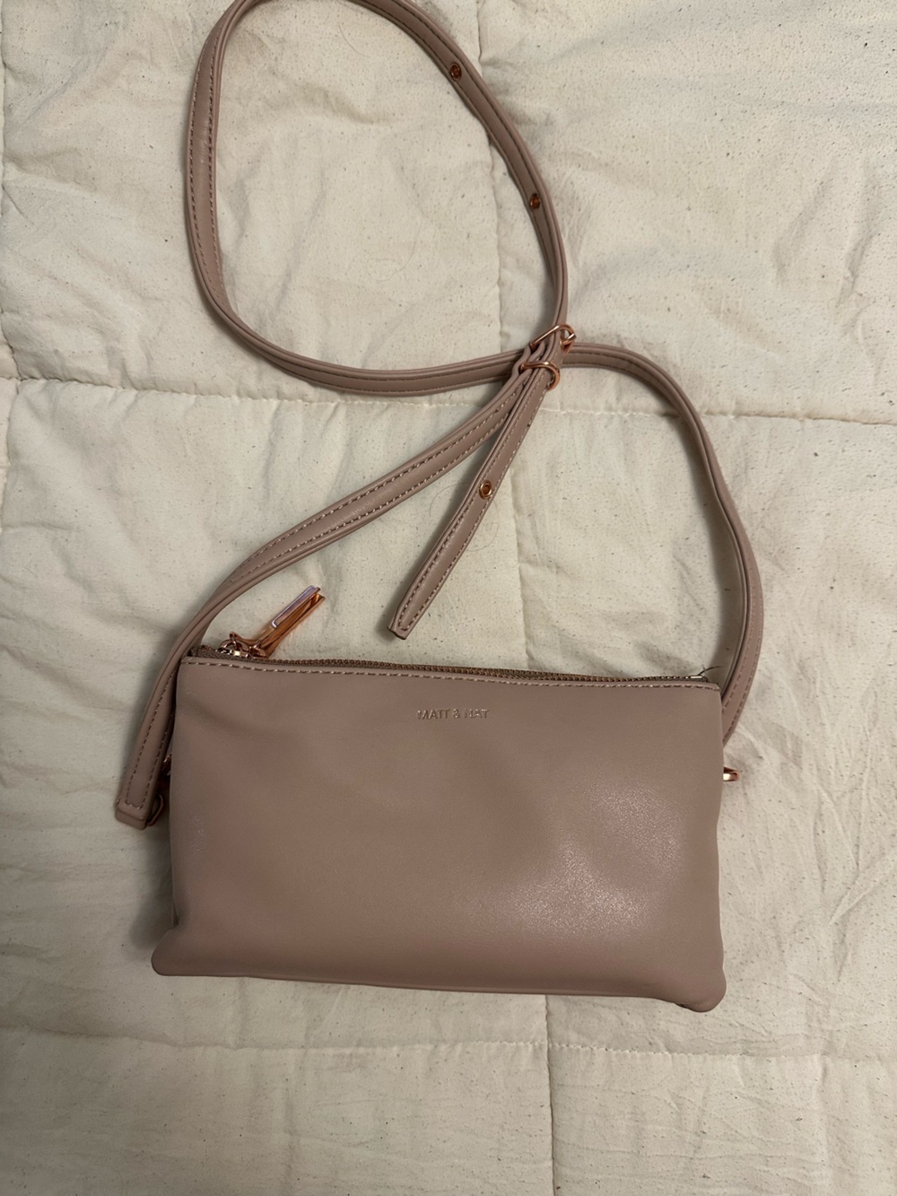 Matt & Nat Dusty Pink Crossbody Bag with Rose Gold Hardware